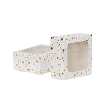 Picture of GOLD STAR SQUARE TREAT BOXES WITH WINDOW FOIL